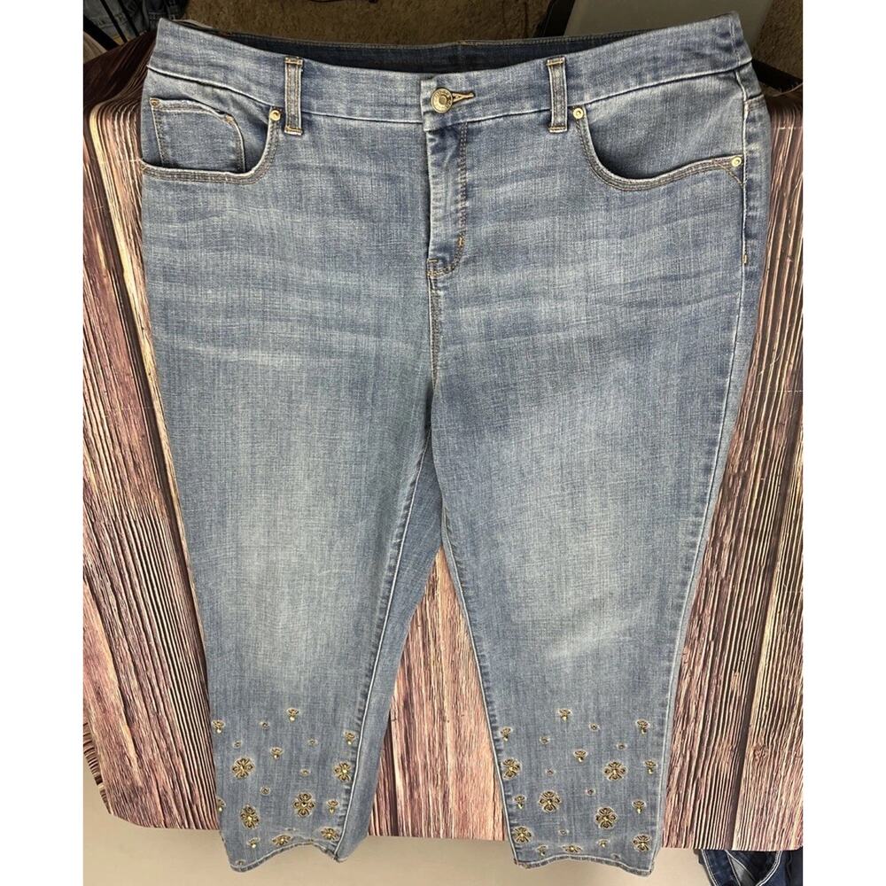 Chicos So Slimming Girlfriend Slim Leg Ankle Jeans Bing Decoration Womens 12R